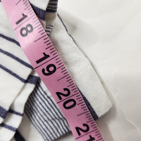Loft Women's Size 8P Linen Blend Striped Pants Belted Cropped - Picture 6 of 7